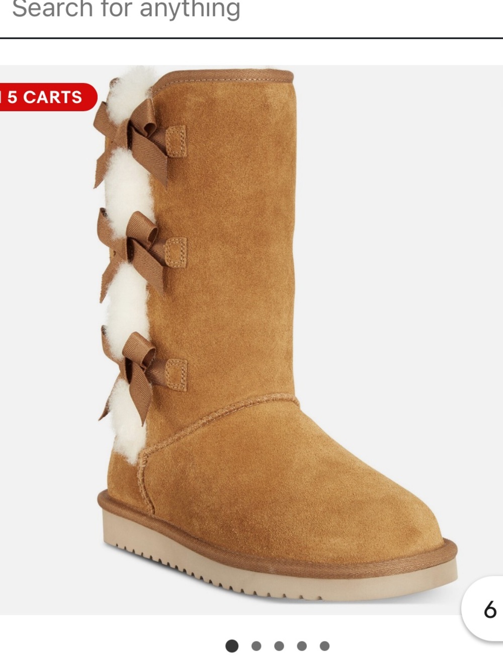 UGG Women's Suede Koolaburra Victoria Boots Faux Fur Trim Chestnut/Tan Size 10